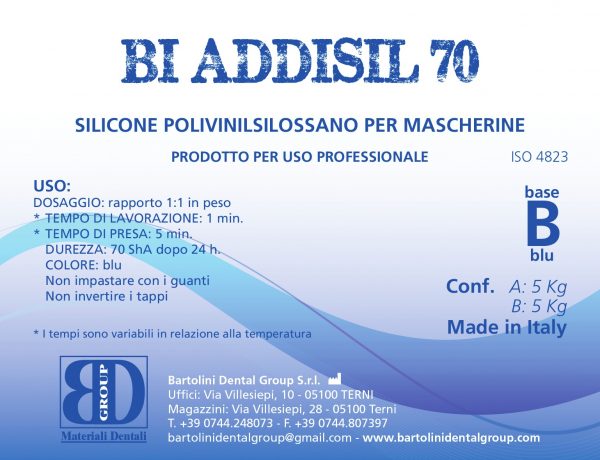 silicone polivinilsilossano per mascherine bartolini base b