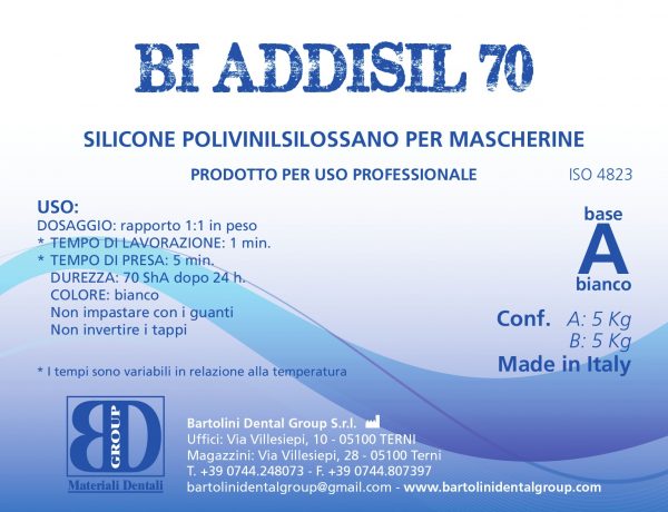 silicone polivinilsilossano per mascherine bartolini