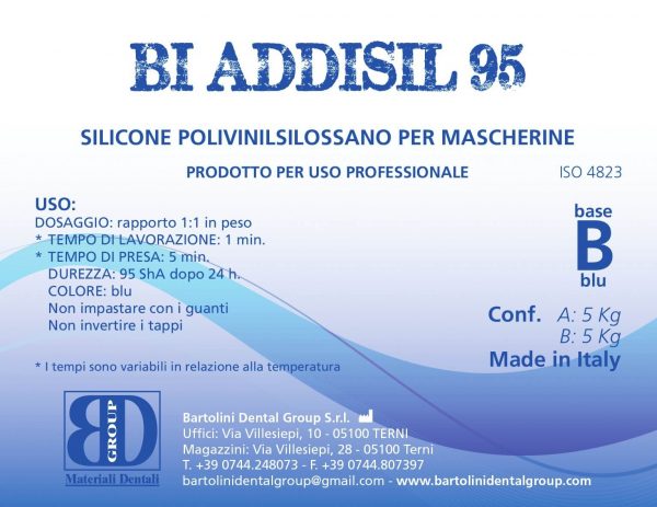 silicone polivinilsilossano per mascherine bartolini base b blu