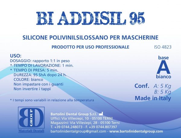 silicone polivinilsilossano per mascherine bartolini base a